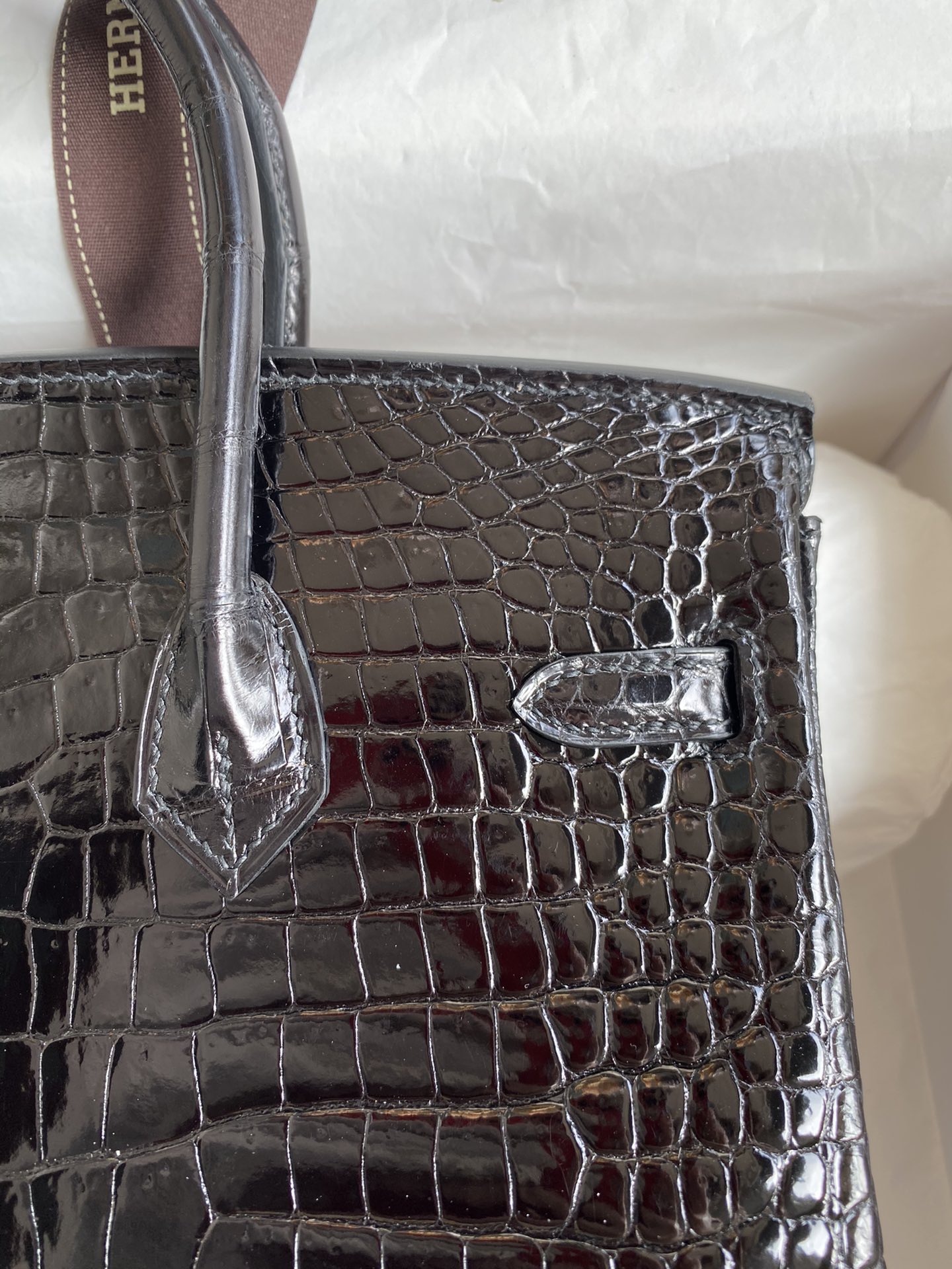 Hermes Birkin 25CM Handmade Bag In Black Crocodile Niloticus Shiny Skin